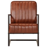 Sofa Chair Brown Real Leather - Front View