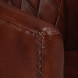 Tub Chair Brown Real Leather - 45-Degree Angle