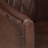 Tub Chair Dark Brown Real Leather - 45-Degree Angle