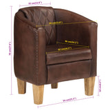 Tub Chair Dark Brown Real Leather - Extra Image