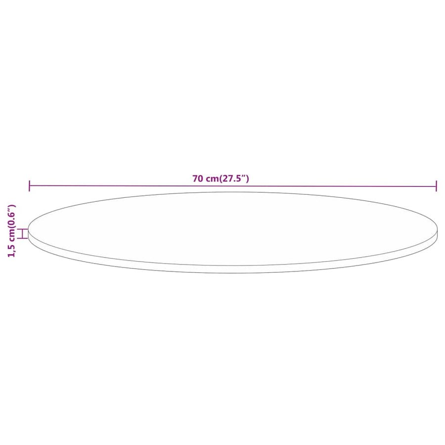 Table Top ?70x1.5 cm Round Solid Wood Rough Mango