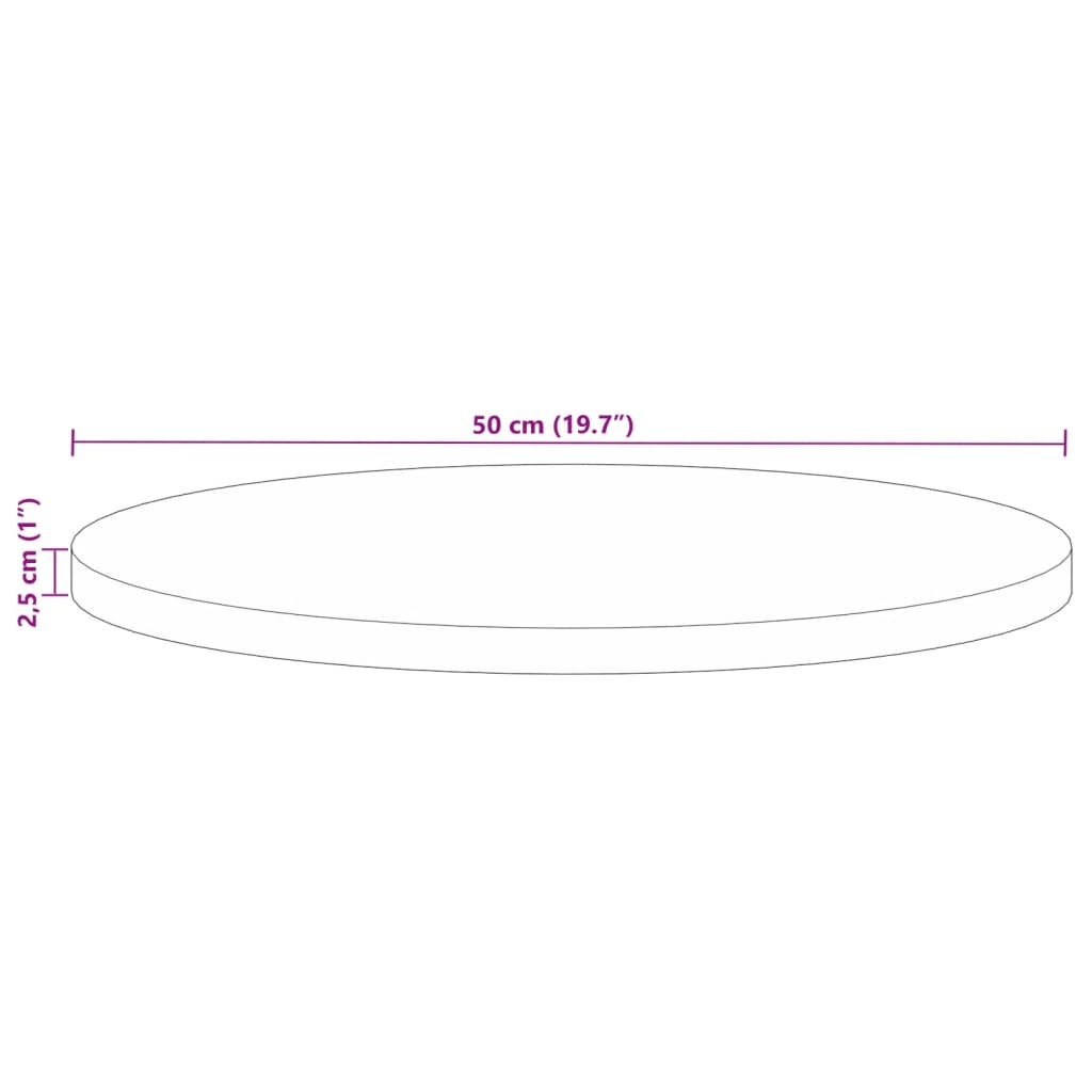Table Top Ø 50x2.5 cm Round Solid Wood Reclaimed