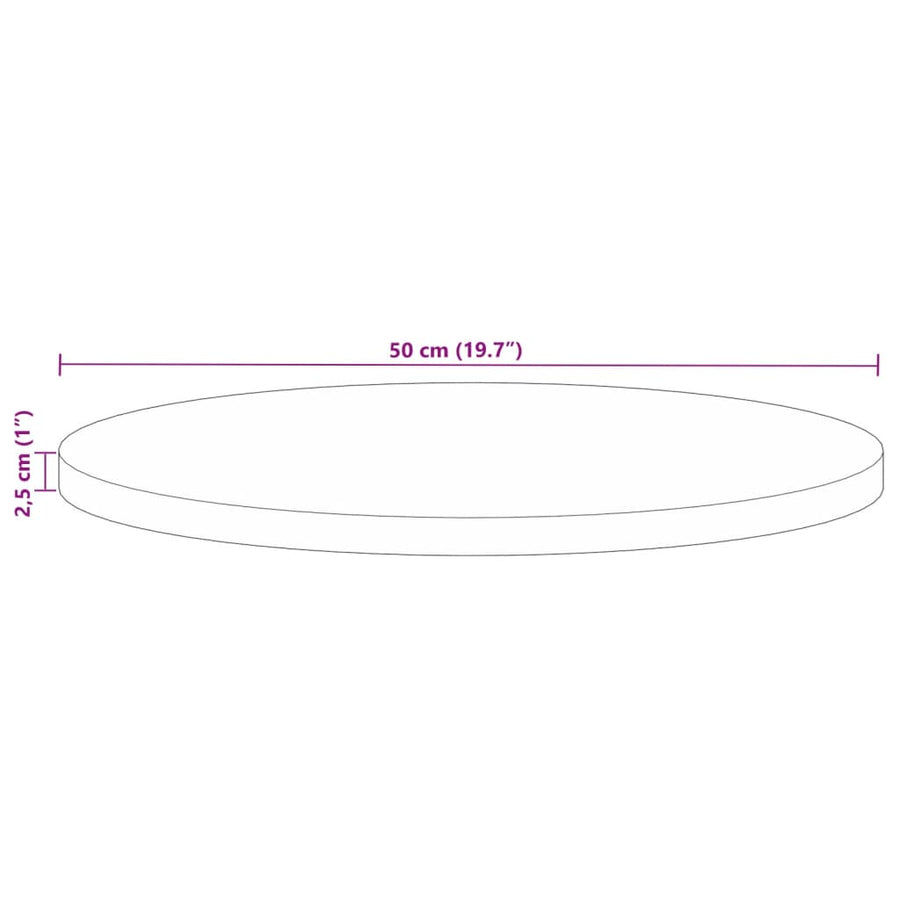 Table Top Ø 50x2.5 cm Round Solid Wood Reclaimed