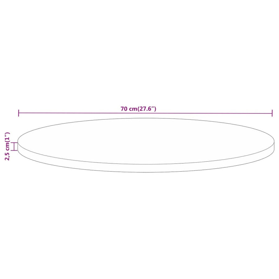 Table Top Ø 70x2.5 cm Round Solid Wood Reclaimed