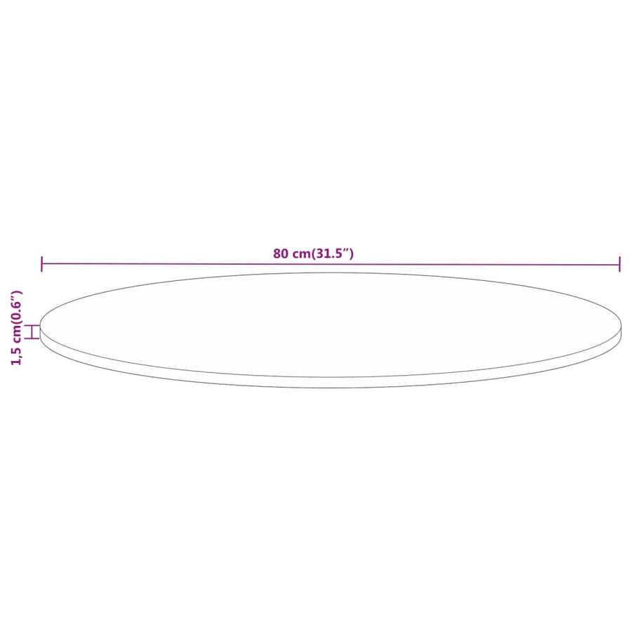 Table Top ?80x1.5 cm Round Solid Wood Reclaimed