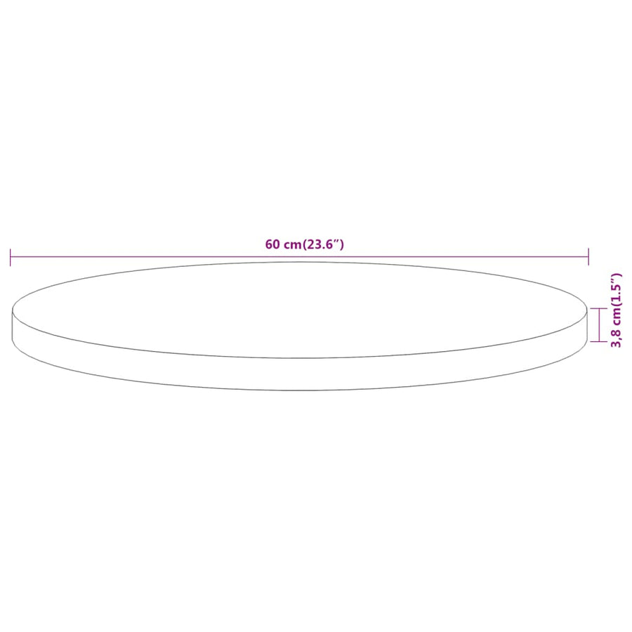 Table Top Ø60x3.8 cm Round Solid Wood Acacia
