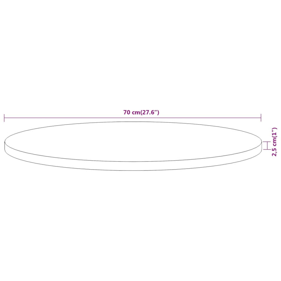 Table Top Ø70x2.5 cm Round Solid Wood Acacia