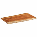 Table Top 100x60x3.8 cm Rectangular Solid Wood Acacia Live Edge - Front View