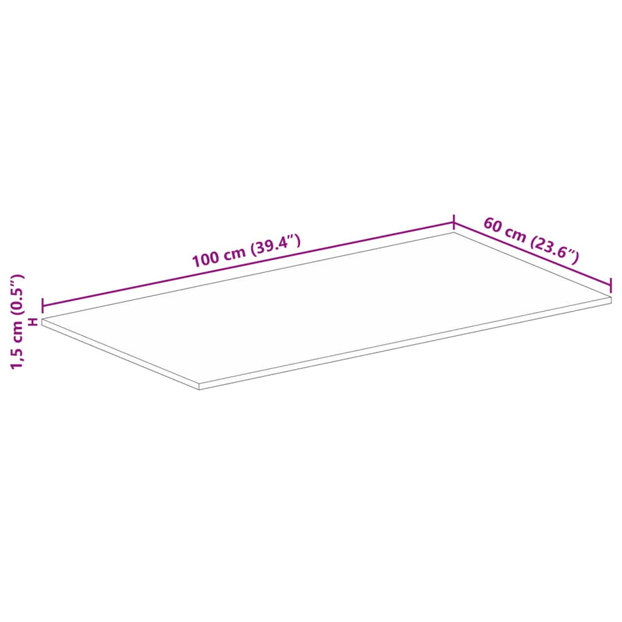 Table Top 100x60x1.5 cm Rectangular Solid Wood Reclaimed