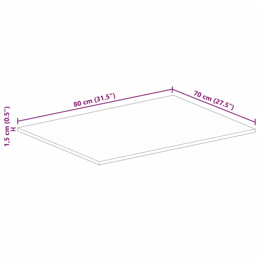 Table Top 80x70x1.5 cm Rectangular Solid Wood Reclaimed