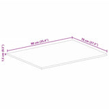 Table Top 90x70x1.5 cm Rectangular Solid Wood Reclaimed - Extra Image