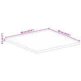 Table Top 60x60x2.5 cm Square Solid Wood Rough Mango