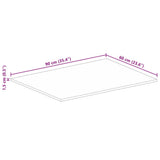 Table Top 90x60x1.5 cm Rectangular Solid Wood Rough Mango