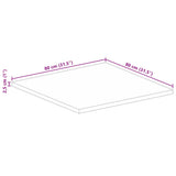 Table Top 80x80x2.5 cm Square Solid Wood Rough Mango