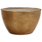 Coffee Table Hammered Aluminium Ø 50x30 cm Brass - Front View