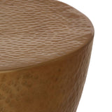 Coffee Table Hammered Aluminium Ø 50x30 cm Brass - Rear View