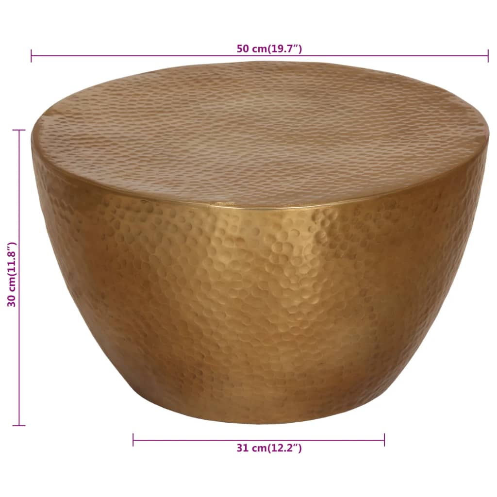 Coffee Table Hammered Aluminium ?50x30 cm Brass