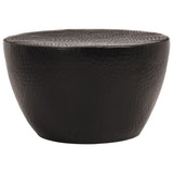 Coffee Table Hammered Aluminium Ø 50x30 cm Black - Front View