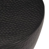 Coffee Table Hammered Aluminium Ø 50x30 cm Black - Rear View