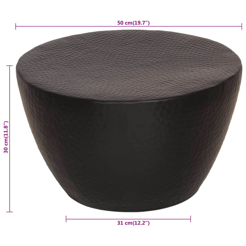 Coffee Table Hammered Aluminium ?50x30 cm Black