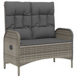 4 Piece Garden Dining Set with Cushions Grey Poly Rattan - Side View