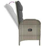4 Piece Garden Dining Set with Cushions Grey Poly Rattan - Rear View