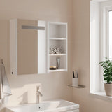 Bathroom Mirror Cabinet with LED Light White 60x13x52 cm - Side View