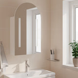 Bathroom Mirror Cabinet with LED Light Arched White 42x13x70 cm - Side View