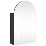 Bathroom Mirror Cabinet with LED Light Arched Grey 42x13x70 cm - Front View
