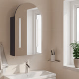 Bathroom Mirror Cabinet with LED Light Arched Grey 42x13x70 cm - Side View