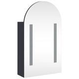 Bathroom Mirror Cabinet with LED Light Arched Grey 42x13x70 cm - Top-Down View