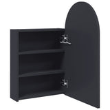 Bathroom Mirror Cabinet with LED Light Arched Grey 42x13x70 cm - 45-Degree Angle