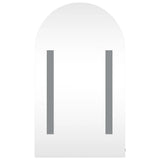 Bathroom Mirror Cabinet with LED Light Arched Grey 42x13x70 cm