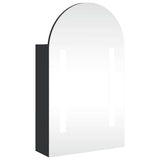Bathroom Mirror Cabinet with LED Light Arched Black 42x13x70 cm - Front View