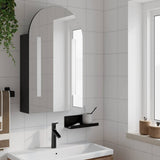 Bathroom Mirror Cabinet with LED Light Arched Black 42x13x70 cm - Side View