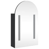 Bathroom Mirror Cabinet with LED Light Arched Black 42x13x70 cm - Top-Down View