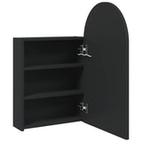 Bathroom Mirror Cabinet with LED Light Arched Black 42x13x70 cm - 45-Degree Angle