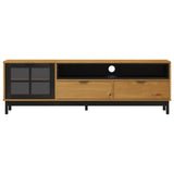 TV Cabinet with Glass Door FLAM 158x40x50 cm Solid Wood Pine - 45-Degree Angle