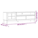 TV Cabinet with Glass Door FLAM 158x40x50 cm Solid Wood Pine