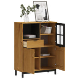 Highboard with Glass Door FLAM 92x40x122.5 cm Solid Wood Pine - Side View