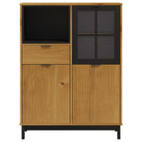 Highboard with Glass Door FLAM 92x40x122.5 cm Solid Wood Pine - 45-Degree Angle