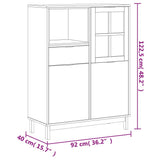 Highboard with Glass Door FLAM 92x40x122.5 cm Solid Wood Pine