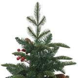 Artificial Hinged Christmas Tree with Cones and Berries 120 cm - Top-Down View