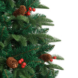 Artificial Hinged Christmas Tree with Cones and Berries 120 cm - 45-Degree Angle