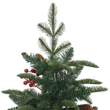 Artificial Hinged Christmas Tree with Cones and Berries 150 cm - Top-Down View