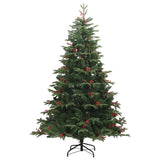 Artificial Hinged Christmas Tree with Cones and Berries 180 cm - Front View