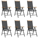 7 Piece Garden Dining Set Black Aluminium - Side View
