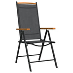 7 Piece Garden Dining Set Black Aluminium
