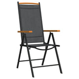 7 Piece Garden Dining Set Black Aluminium - Top-Down View