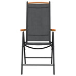 7 Piece Garden Dining Set Black Aluminium